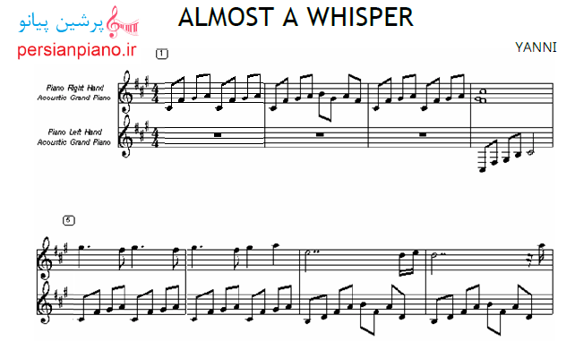 نت پیانو Almost a Whisper